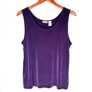 Units Size L Petite PL Solid Purple Stretch Travelers Knit Tank Top